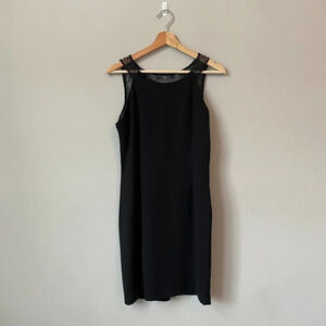 Vintage Brilliante By JA Womens MP Petite Sleeveless Beaded Cocktail Black Dress